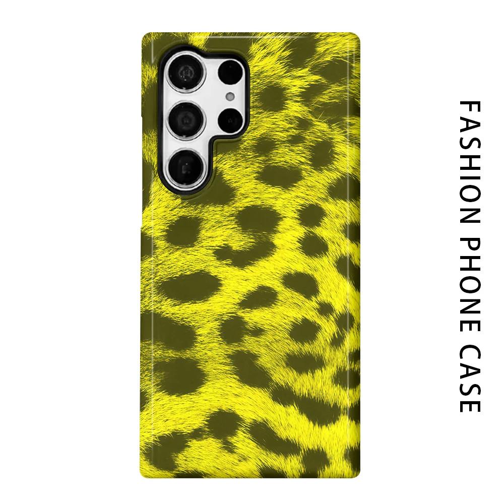 Leopard Fur Phone Case for For Samsung Galaxy S26 S25 S24 S23 S20 FE A56 A36 Ultra Glossy HD Hard Cover Film Shell