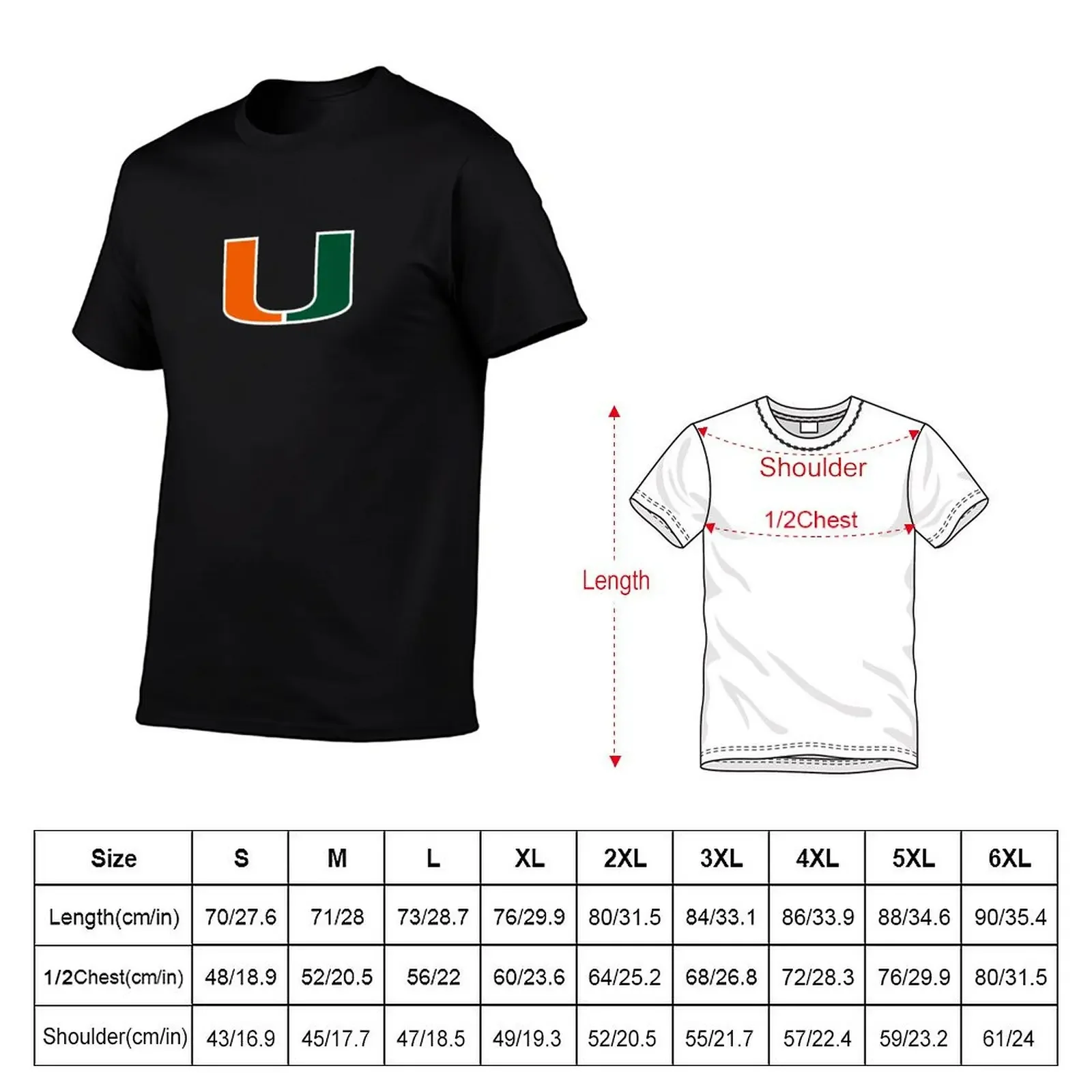 University of Miami U T-Shirt plus sizes graphic t shirt vintage T-shirts for men cotton