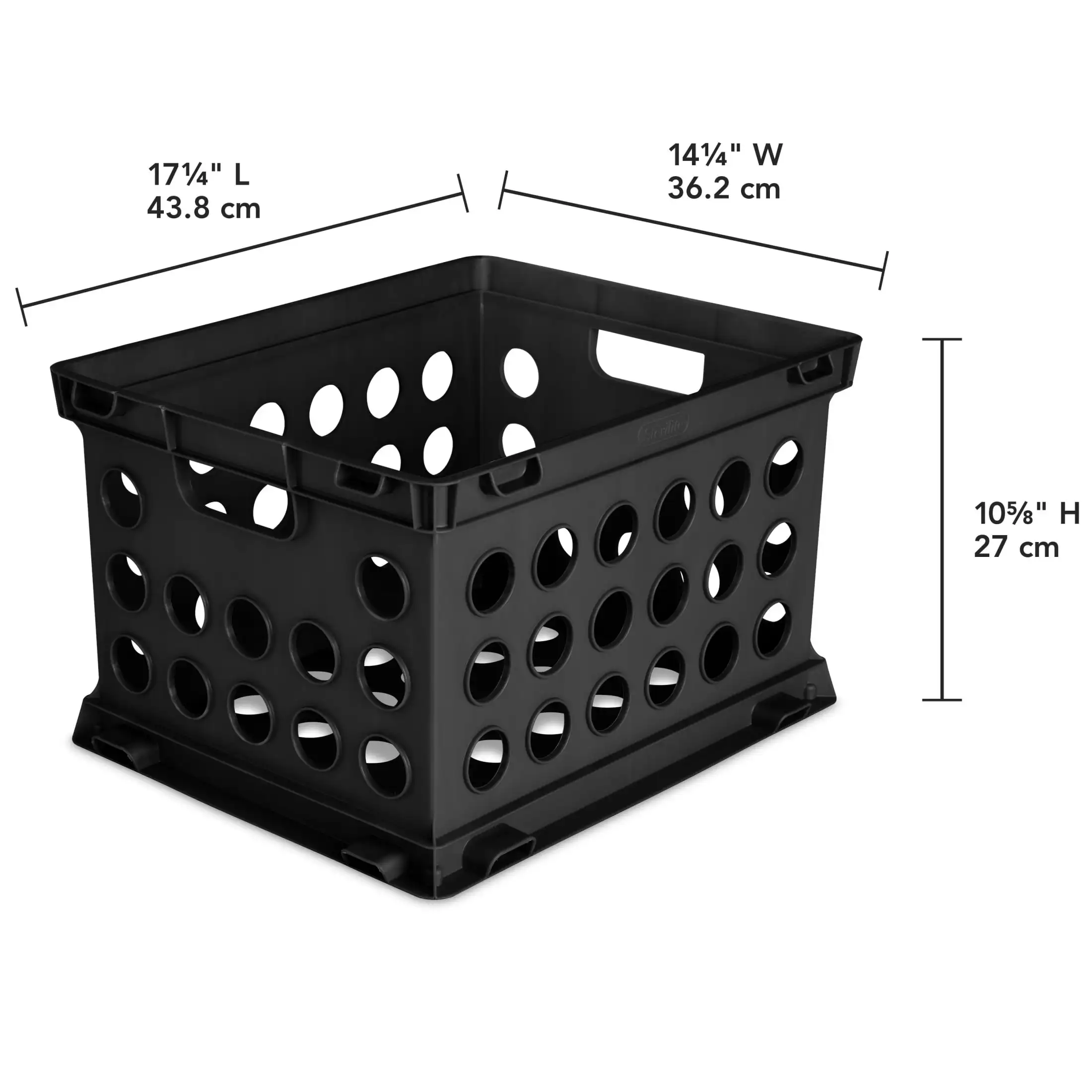 File Crate, Versatile Plastic Storage Bin with Through Handles, Fits Letter & Legal-sized Hanging Files, Stackable, Black