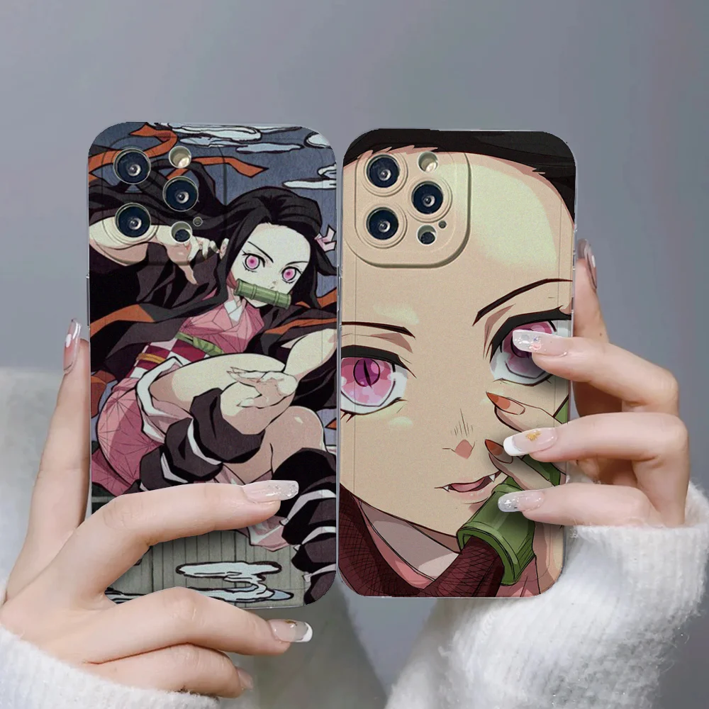 Nezuko Kamado Kimetsu No Yaiba Phone Case For IPhone 11 12 13 14 15 Plus Pro Max Anger Eyes Silicon Clear Soft Cover