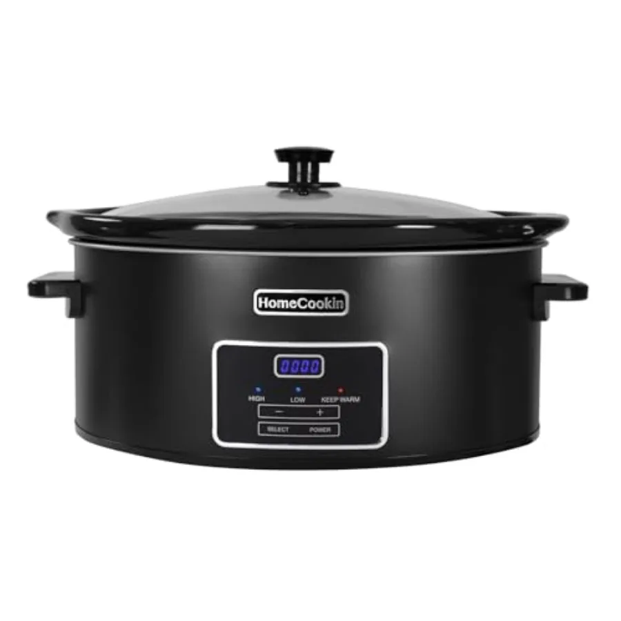 

8 Quart Programmable Slow Cooker Kitchen Appliances Black Stainless Steel Ideal for Family Dinners Durable and Energy-Efficient