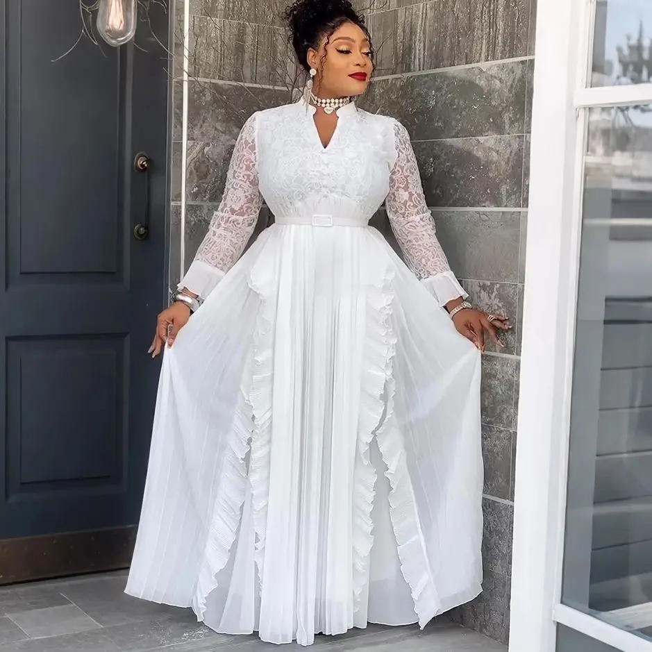 

Plus Size African Wedding Party Long Dresses for Women Dashiki Ankara Lace Evening Gown Elegant Outfit Robe 2026 Ankara Dress