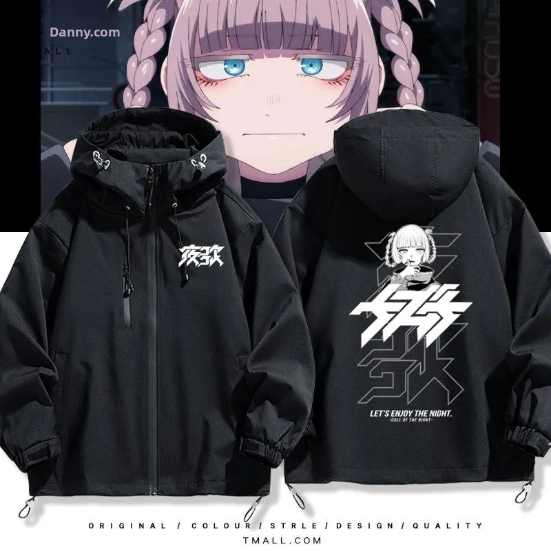 

Пальто-парка Anime Surroundings Night Song Jaet, ветрозащитное, длинное, из полиэфирного волокна, с капюшоном, на молнии, молодежный стиль