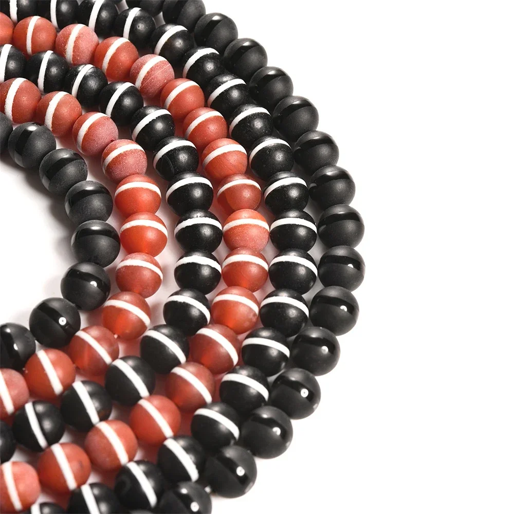 

10MM Natural Stone Red Agate First Line Black Onyx Round Beads for Jewelry Making DIY Necklace Bracelet Material Accessories