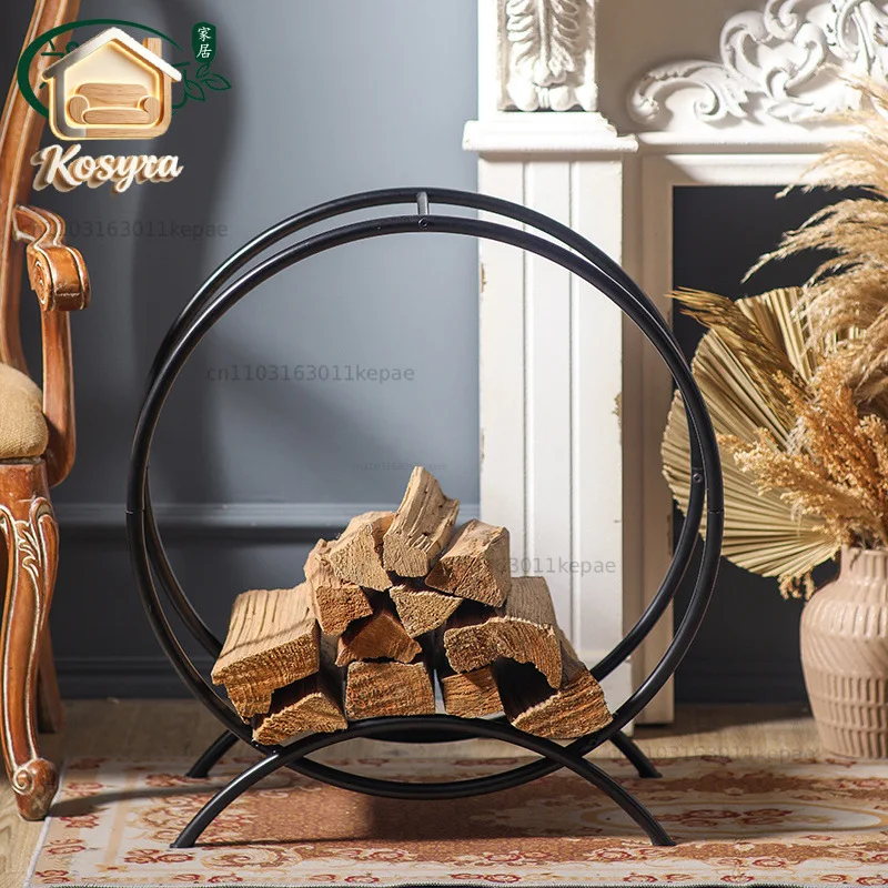 American living room home fireplace firewood stand household wood stand European wood frame indoor and outdoor fireplace