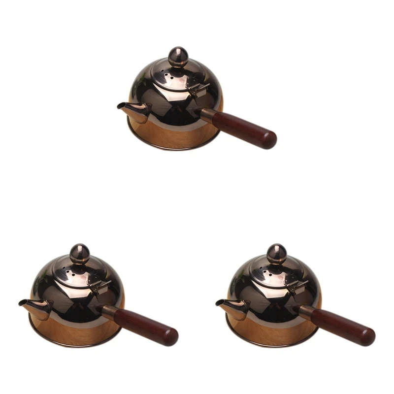 3X 500Ml Single Handle Water Kettle Induction Turk Samll Coffee Milk Tea Pot 304 Stainless Steel Bronze