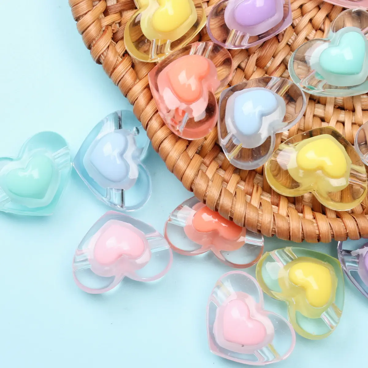 13*17mm 10Pcs Candy Color Transparent Love Heart Loose Beads DIY Crafts Necklace Bracele For Jewelry Making Handmade Material