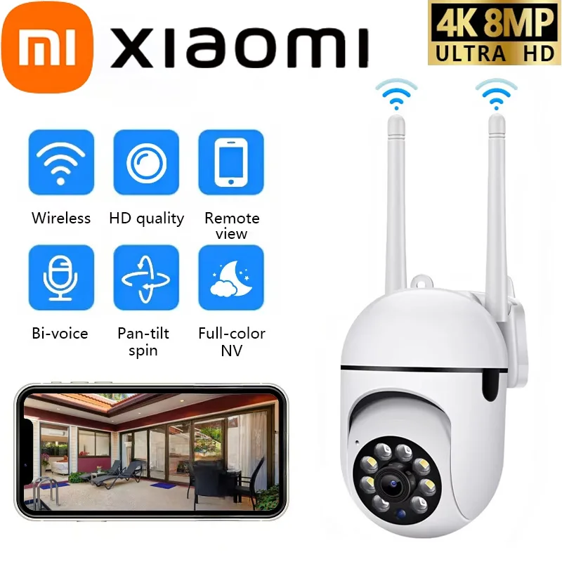 

Xiaomi 4K 8MP Беспроводная PTZ-камера видеонаблюдения Wi-Fi IP Камеры с 4-кратным зумом Отслеживание двустороннего аудио HD Ночная цветная камера 2025