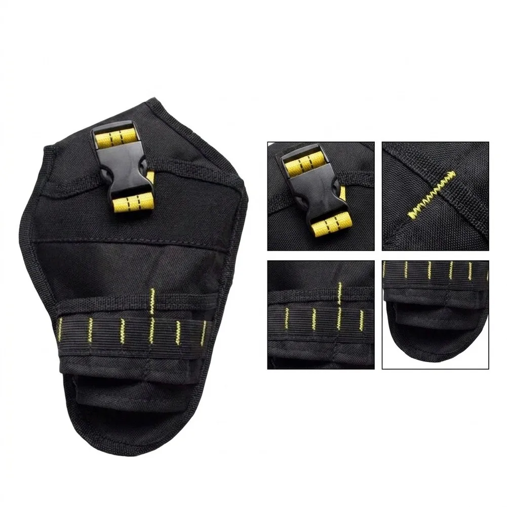 Black Waterproof Tool Bag for Electricians Wrench Organizer with Multi Pocket Design 30x26x2cm Oxford Material