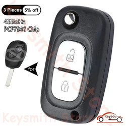 KEYECU 2 przyciski 433MHz PCF7946 ID46 Chip do Renault Clio lll Kangoo ll Master lll Auto Modified Flip Remote Control Key Fob