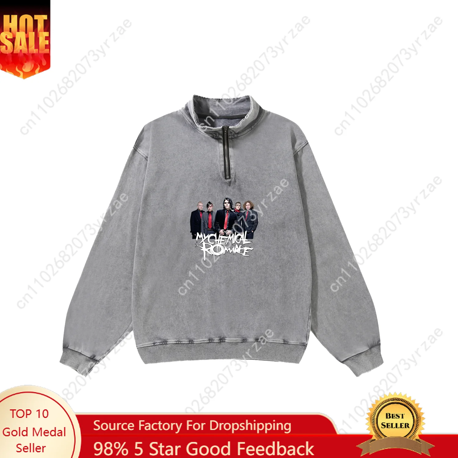 

My Chemical Romance Retro Sweatshirt Mens Womens Teenager Vintage Pullover Half Zipper Sweatshirt Long Sleeve Shirt Custom Tops