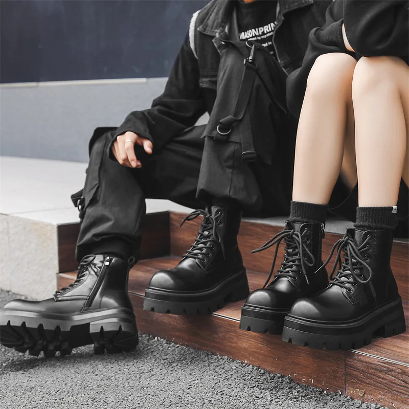 

Сапоги-локомотивы в британском стиле на молнии, бархатные мужские сапоги с высоким берцем и толстой подошвой