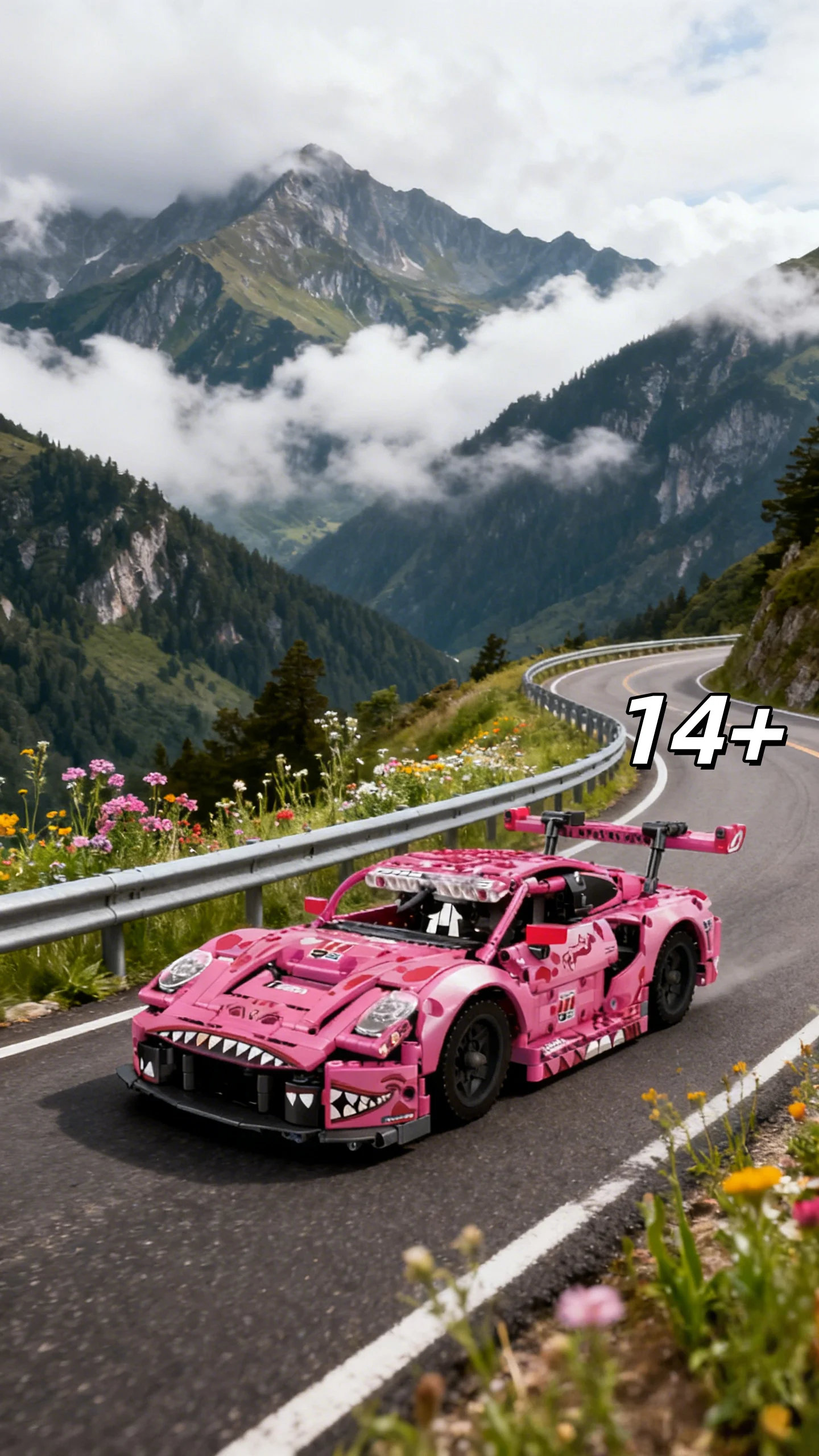 

2026 new Moc pink dinosaur racing building blocks high-speed sports car model DIY building brick toy adult boy collection birthd