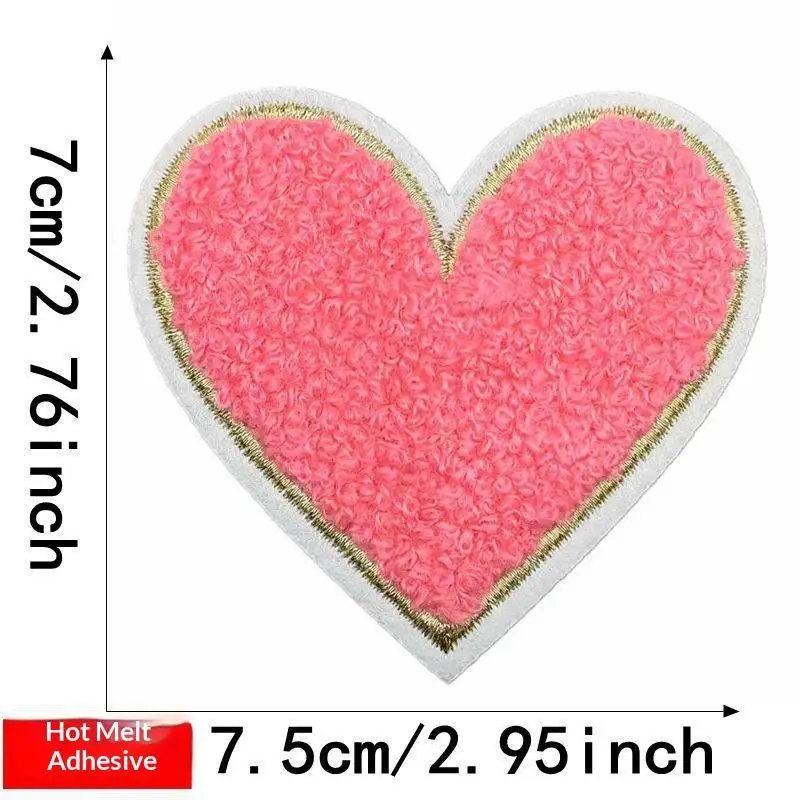 Mehrfarbige Handtuch-Stickerei-Herz-Aufnäher zum Aufbügeln, weich, flauschig, einfach anzubringen, perfekt für DIY-Jacken, Taschen, Bastelarbeiten, Dekorationen. – Detail 26