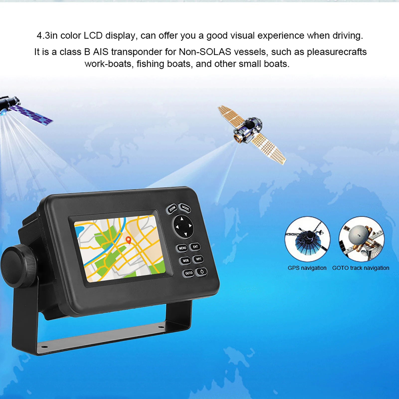 

HP‐528A, 4,3-дюймовый цветной ЖК-дисплей, морской GPS-навигатор, локатор сигнализации класса B, транспондер AIS, комбинированный GPS, поддержка AIS HP33A