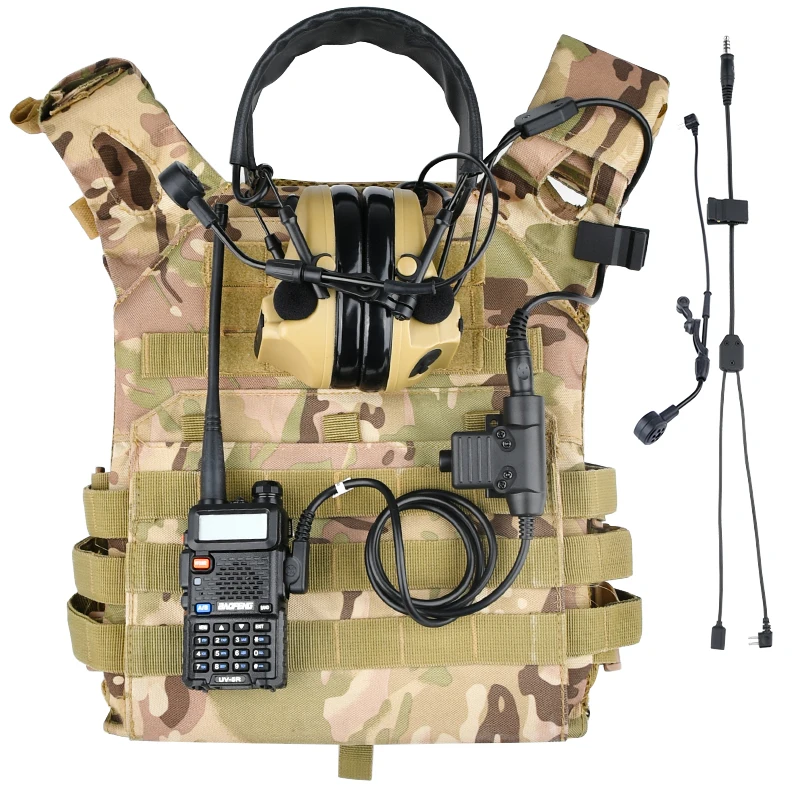 WADSN C3 سماعة نسخة لاسلكية كابل الميكروفون الاتصالات التكتيكية الصيد اطلاق النار سماعات PTT دفع إلى الحديث ملحق #4