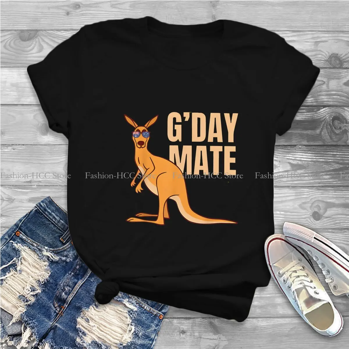 G'day O Neck TShirt Australian Kangaroo Original Polyester T Shirt Women Tops Individuality