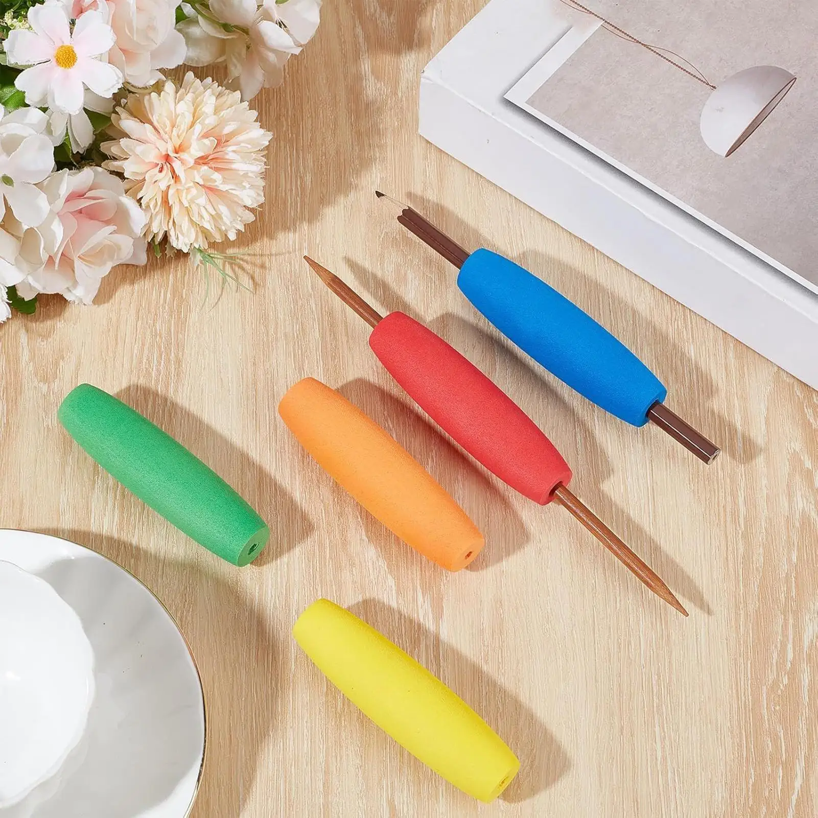 Foam Grip 10 Pieces Cutlery Padding Grip Non-Slip Foam Handles for Elderly Disabled Crafts Toothbrush Cutlery Eating Kitchen