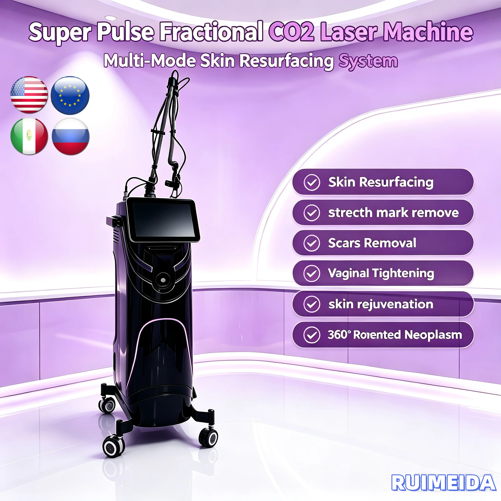 CO2 Fractional Lase Machine Skin Resurfacing Wrinkle Reduction Scar Repair Stretch Mark Removal For Salon Beauty Use