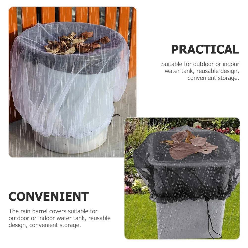 2Pcs Rain Covers Polyester Mesh Net Covers Outdoor Water Tank Protector Filter Net for Garden Rain Bucket Debris view 5