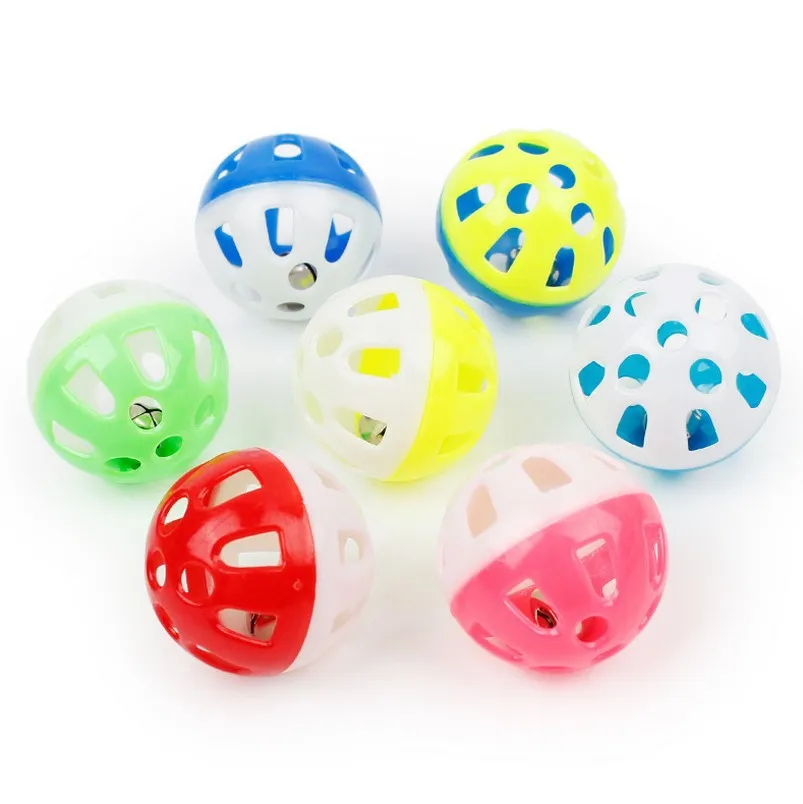 

Self-Play Cat Toy Ball with Sound & Bell, Moving Interactive Colorful Hollow Cat Teaser
