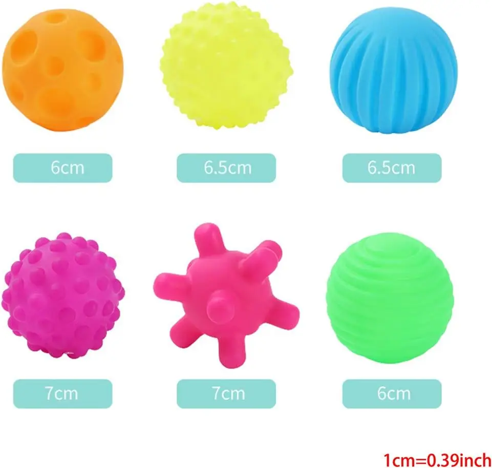 6 Pack Kids Sensory Balls, Baby Toys, Multi-Color Textured Sensory Balls, Soft Textured Massage Ball Set