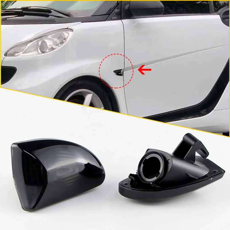 메르세데스 벤츠 스마트 Fortwo 451 MK1 & MKII 2007-2015 용 2Pcs 훈제/클리어 사이드 마커 방향 지시등 커버 셸 전구 없음 썸네일 6