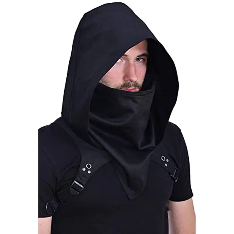 قناع وجه بغطاء للرأس للبالغين من Loween Bla، قبعة مقاومة للرياح مع حزام تحت الإبط، سماعة رأس كلاسيكية لآرتشر القاتل