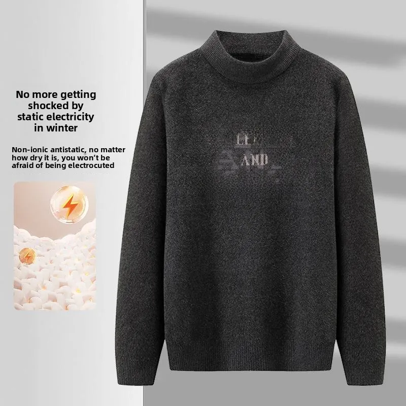 

Men's Knitted Sweater Autumn Winter f High Collar Comfortable Casual Slim Fit Top Faion Urban Sle Long Sve Crew Ne