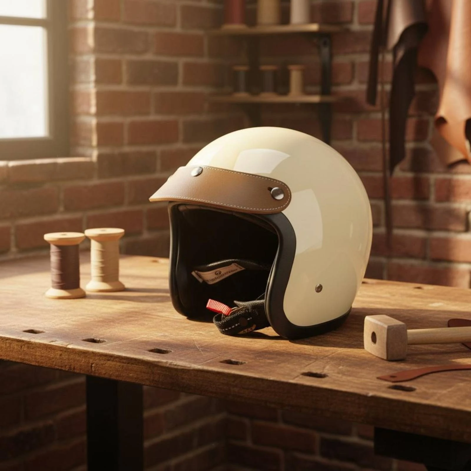 

3 Snap Helmet Visor Handmade Attach-on Leather Visor Open Face Helmet Visor Cover Curved Thick