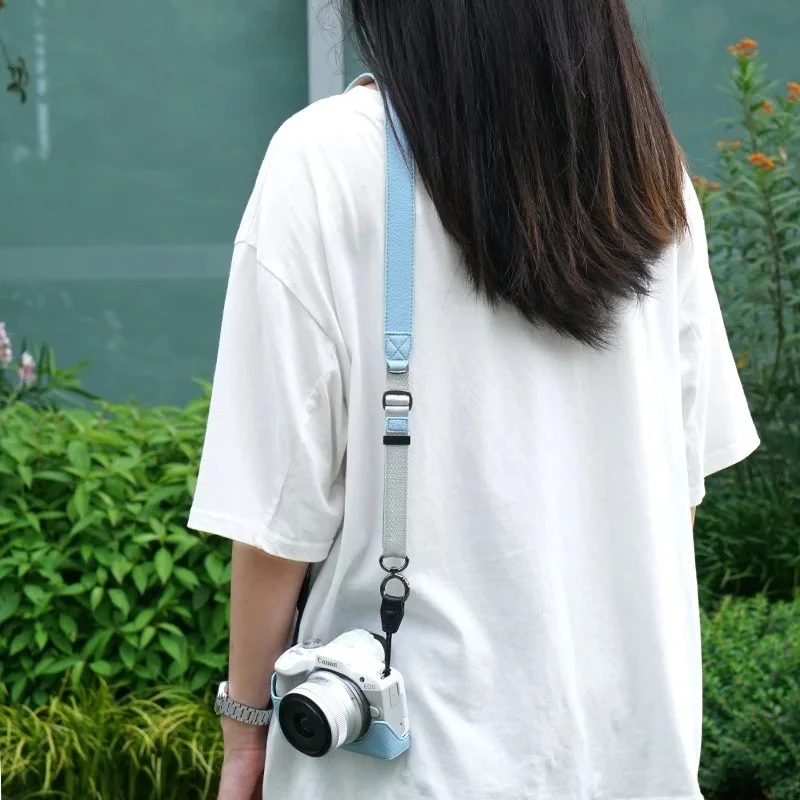 Camera Case For Canon EOS R50 Camera Cover Protector Pouch Half Case with Shoulder Strap Camera Bag Bottom Open Stratch Proof