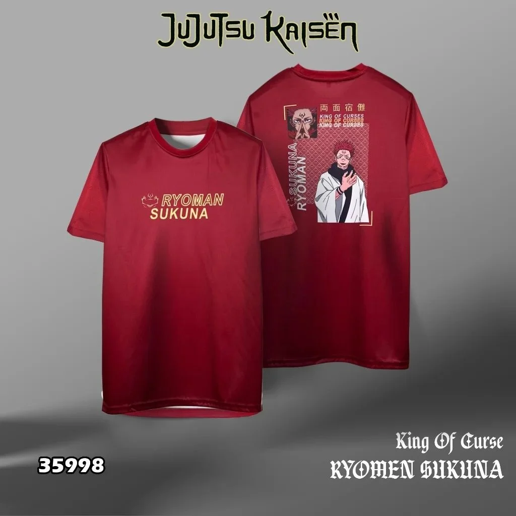 Camisetas con estampado 3D de anime Jujutsu Kaisen para hombre Múltiples caracteres y estilo de diseño de elemento Kanji japonés