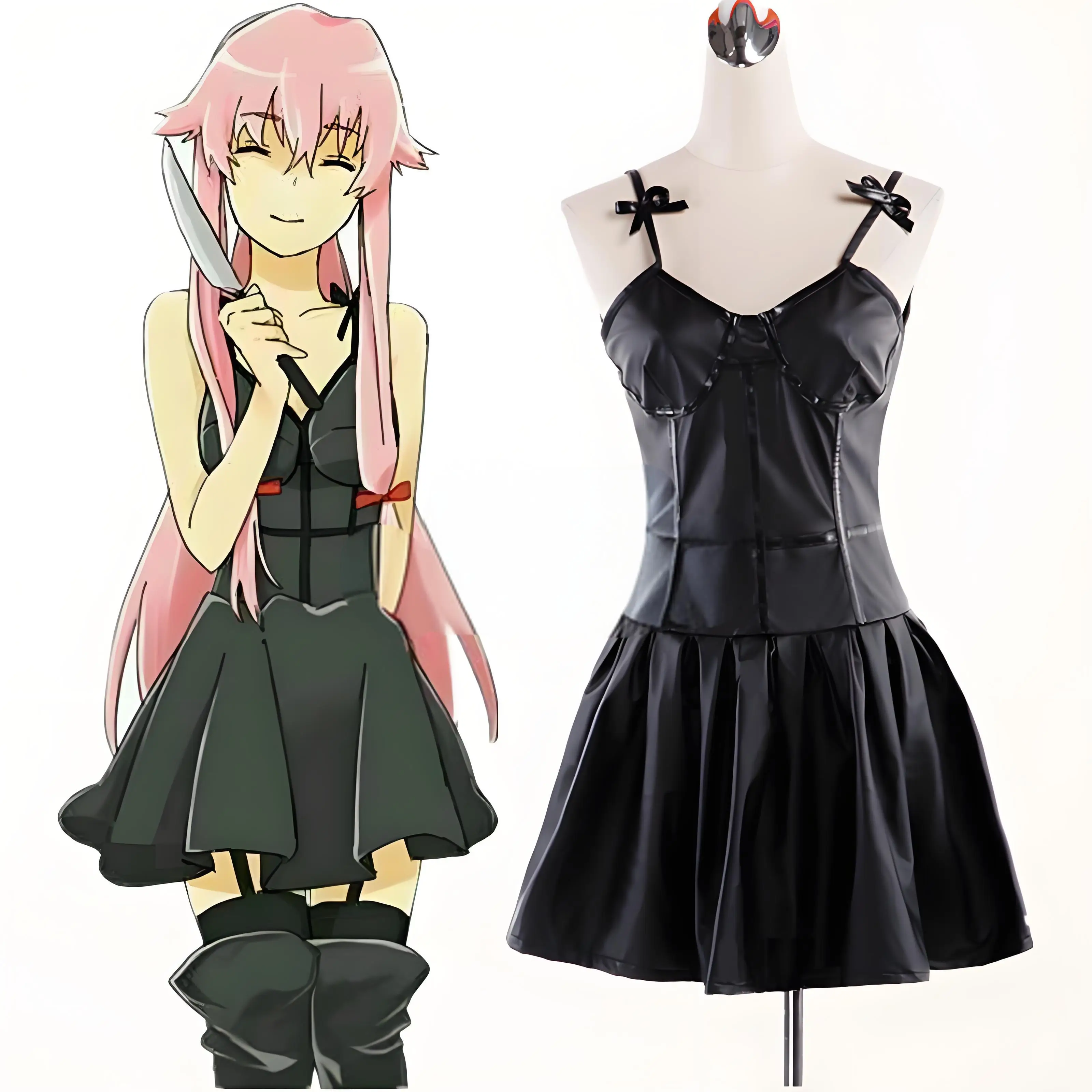 Lady Halloween Cosplay Costume Inspired by The Future Diary Gasai Yuno wig Black sexy Dress halloween for vestidos para mujer