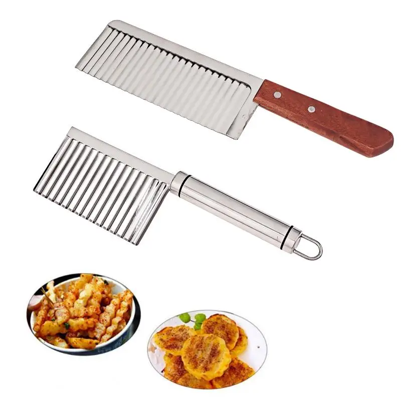 Stainless Steel Crinkle Cut Potato Slicer Wavy Blade Cutter Potato Chopper For Vegetable Chip Making Kitchen Cooking Tool