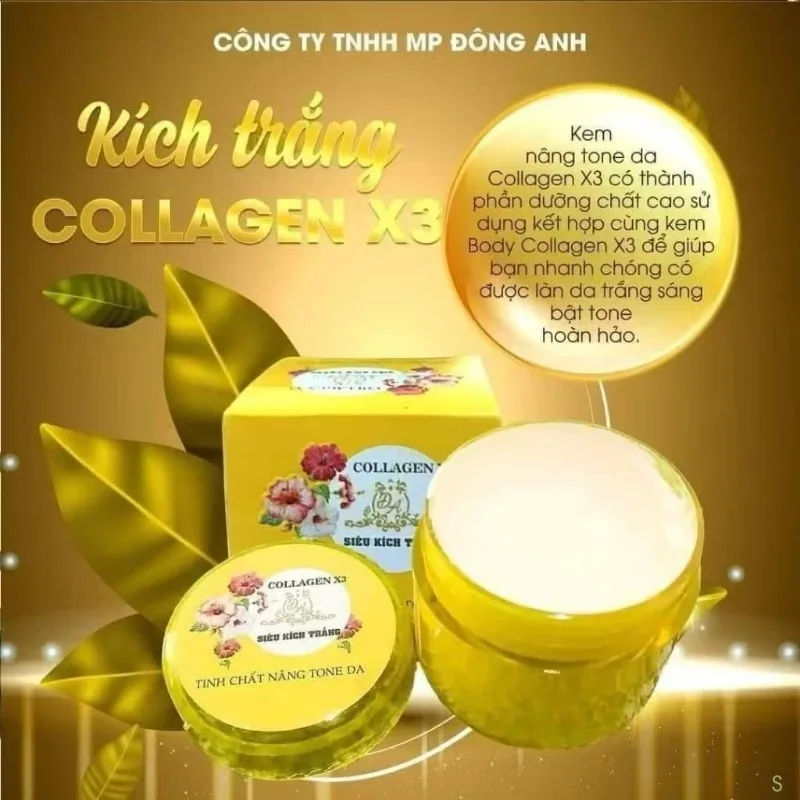 Sieu Kich Trang COLLAGEN x3 dong anh - Brightening Cream, Ultra Hydrating Face Body Lotion, Triple Action Glow Moisturizer