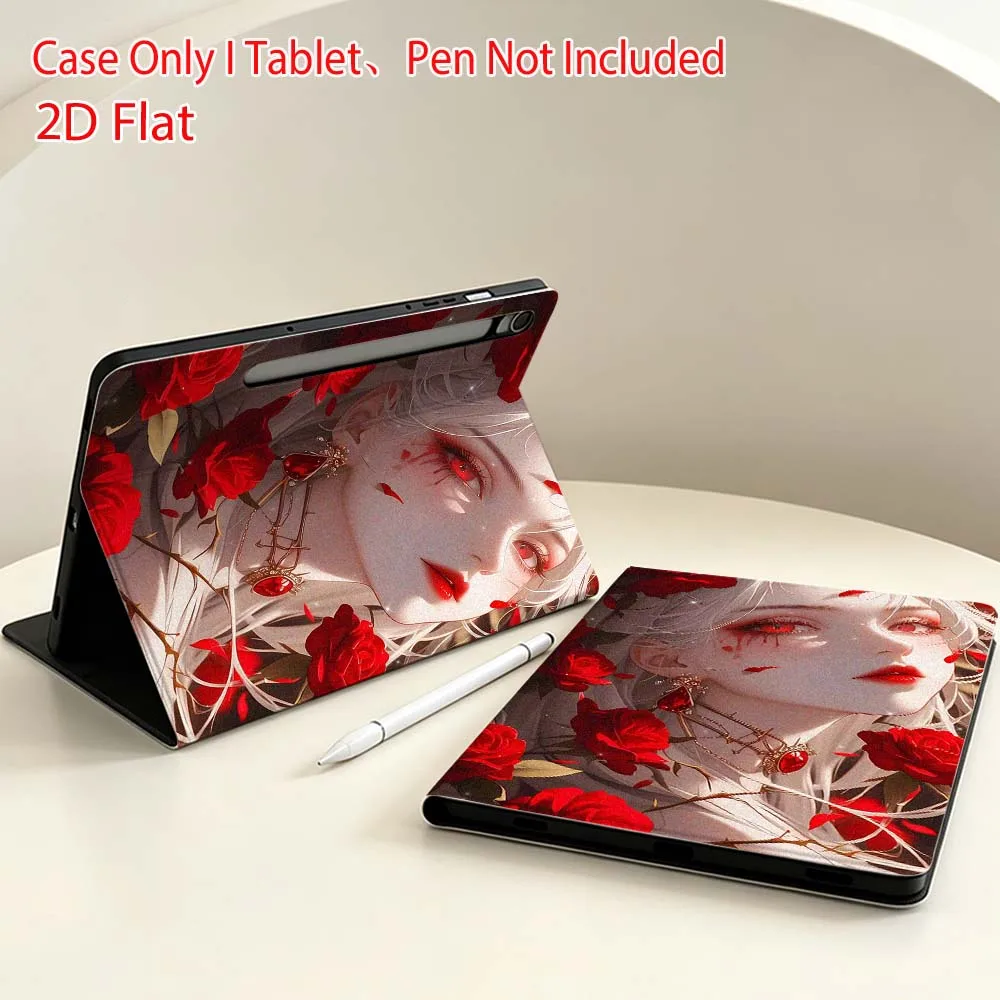 Anime Red Girl Soft For Samsung Galaxy Tab S11 S10 S9 S8 S7 S6 A9 A8 A11 Lite FE Plus Pen Tray Tablet Case