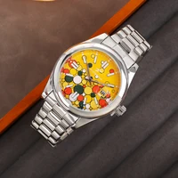 Reloj de cuarzo clásico para hombre, reloj de pulsera de negocios de acero inoxidable con calendario y fecha, espejo de cristal redondo, regalos