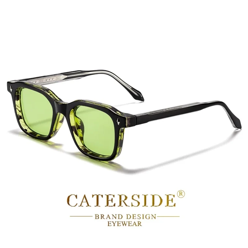 CATERSIDE Herren Personalisierte Design-Sonnenbrille Quadratischer Rahmen Damen Retro Trendige Sonnenbrille Reise Geschäft Party Geschenk Brille UV400