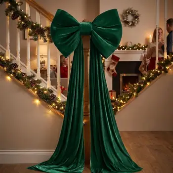 Luxury Velvet Christmas Bow with Elegant Long Streamers 1