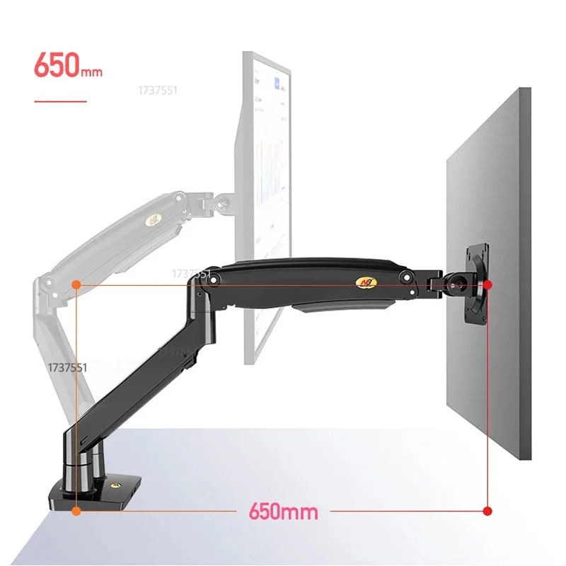 

НОВЫЙ NB F195A 3-12 кг, алюминий, 22-32 дюйма, двойная подставка для экрана компьютера, газовая пружина, двойной держатель для монитора с полным движением, поддержка