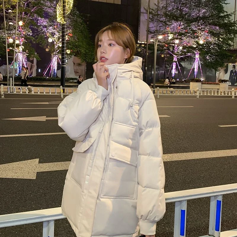 

Down Cotton-Padded Jacket Girls' Middle Length Winter New Fashion Korean Cocoon-type Celebrity Warm Bread Clothing Women's Coat