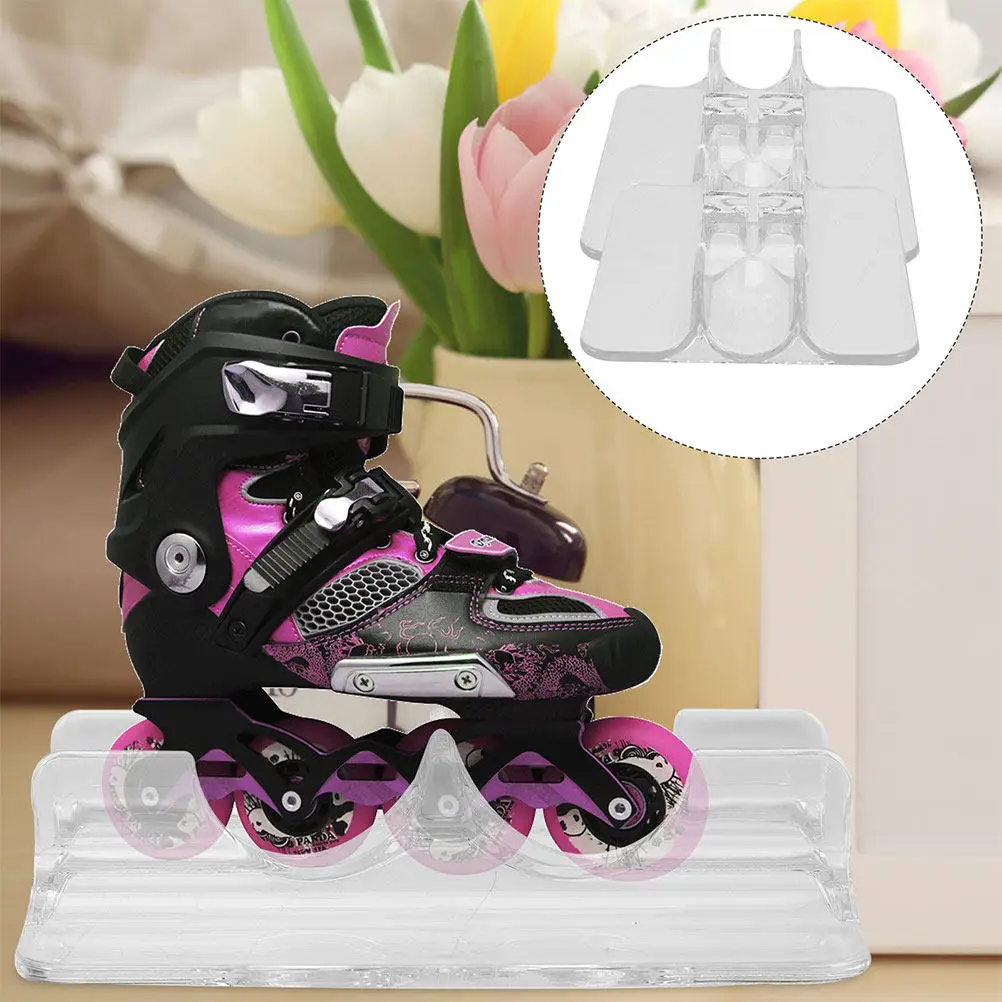 

4Pcs Roller Skate Display Stand Transparent Inline Skate Holder Lightweight Shoe Shelf Retail Exhibition Storage Rack