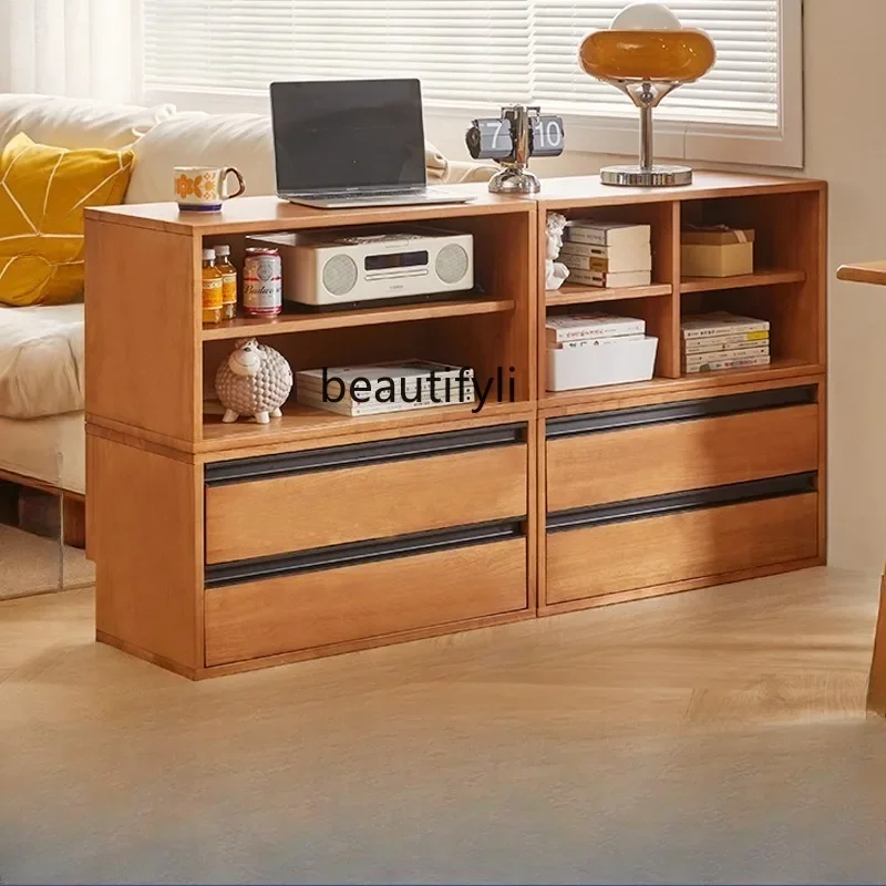 

Floor-standing Solid Oak Simple Living Room Home Small Apartment Bookshelf Partition Multi-functional Combination Cabinet
