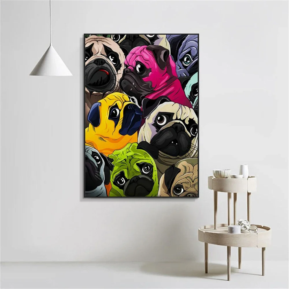 1pc frameless Canvas Painting Classic Simple Wall Art Cute Animal Puppy Doodle Watercolour HD Canvas Printed Poster Home Living
