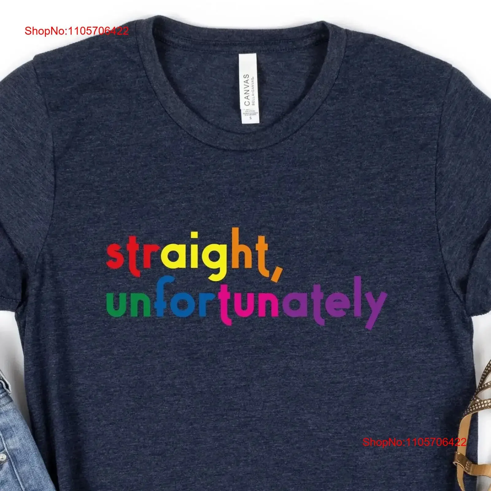 Pride T Shirt Straight Unfortunately Rainbow Ally LGBTQ Gay Lesbian vintage Washed Slightly Casual designer clothes