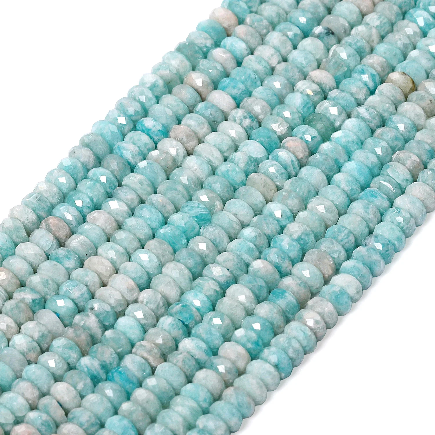4x2mm Faceted Rondelle Shape Beads Natural Amazonite Gems Beads for Jewelry Making Diy Bracelet Necklace Accessories