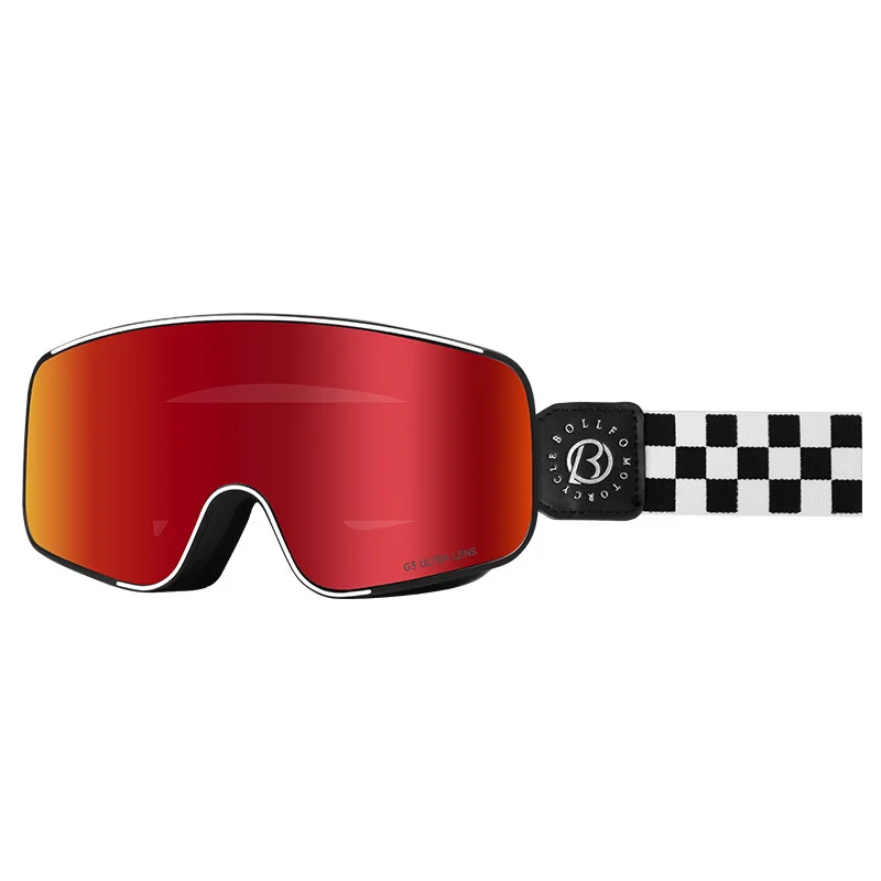 BOLLFO Magnetic Lens Motorcycle Goggles Photochromic Polarized PC Lens Day Night Adaptive Tint for Retro Helmet Outdoor Riding