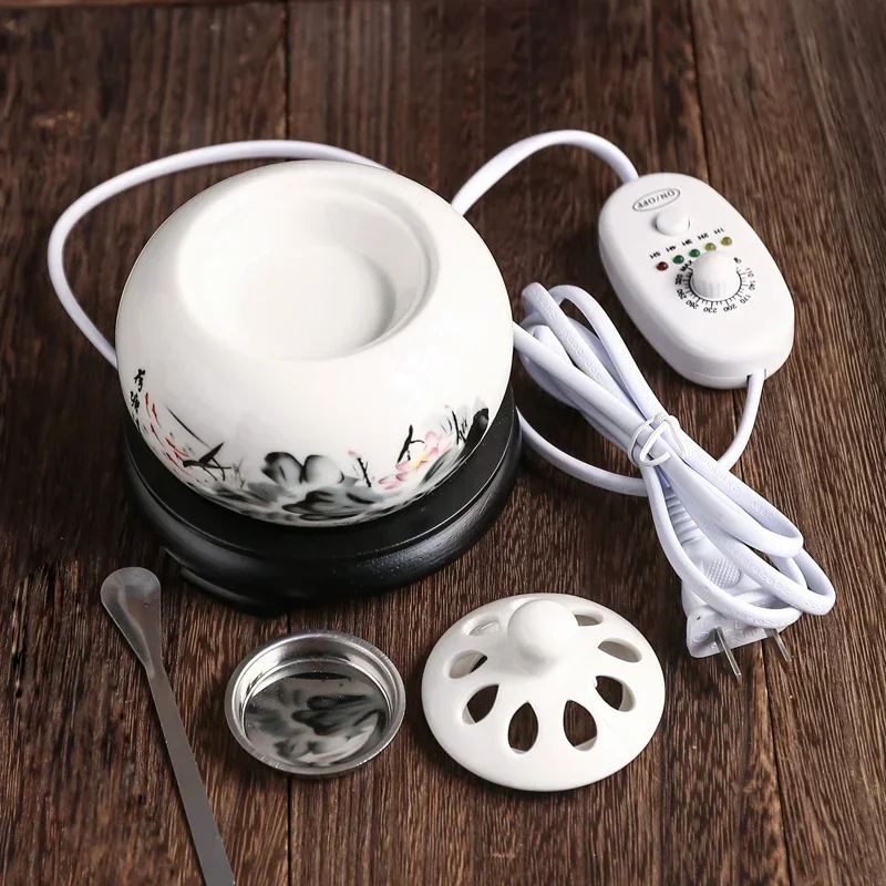 110V/220V Lotus Essential Oil Furnace Ceramics Plug-in Electric Sandalwood OUDH Powder Incense Burners Meditation Fragrant Stove