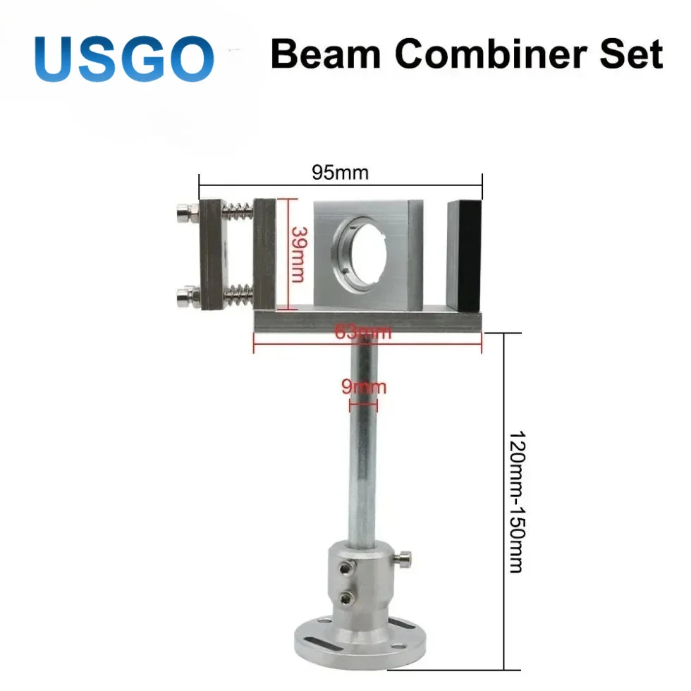 USGO CO2 Laser Beam Combiner Set Dia 20mm 25mm ZnSe Lens Mount Bracket with Red Pointer for Laser Engraving Machine