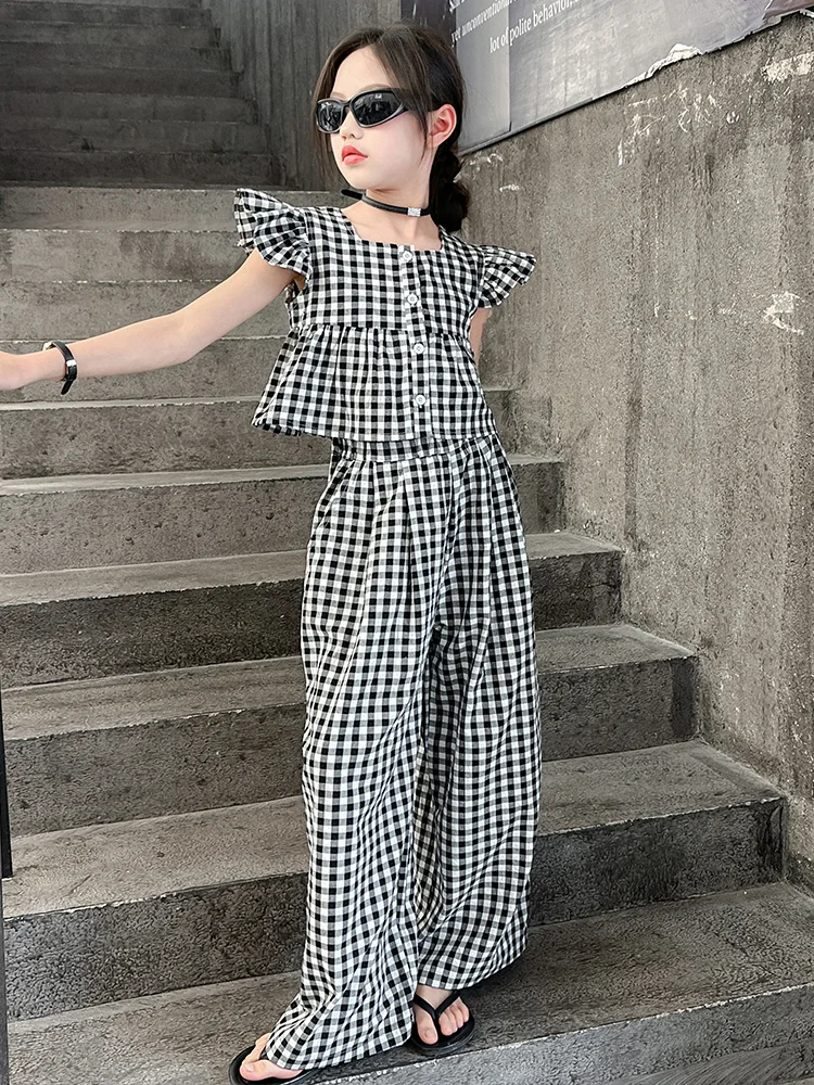 la-chapelle-girls-summer-outfit-plaid-two-piece-set-casual-sleeveless-vest-and-pants-trendy-clothing-for-big-kids